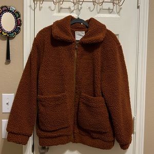 Elodie Size M Rusty Orange Sherpa Zipup Jacket